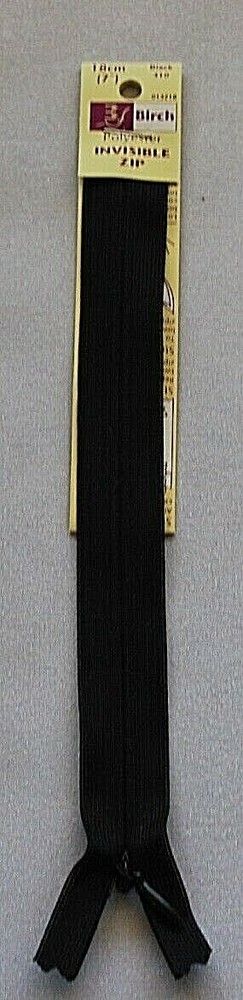 Birch  18cms (7") Black Polyester Invisible Zipper