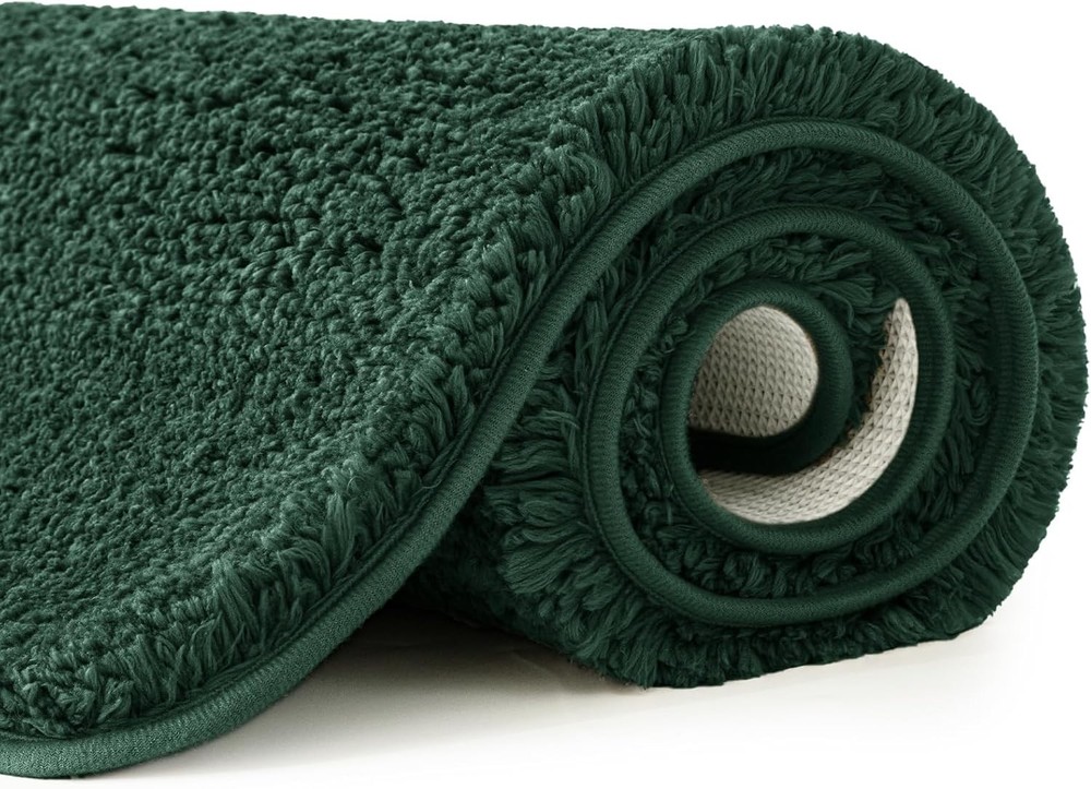 MIULEE Dark Green Absorbent Bath Rugs, 1'8" x 2'6" (Rectangular),