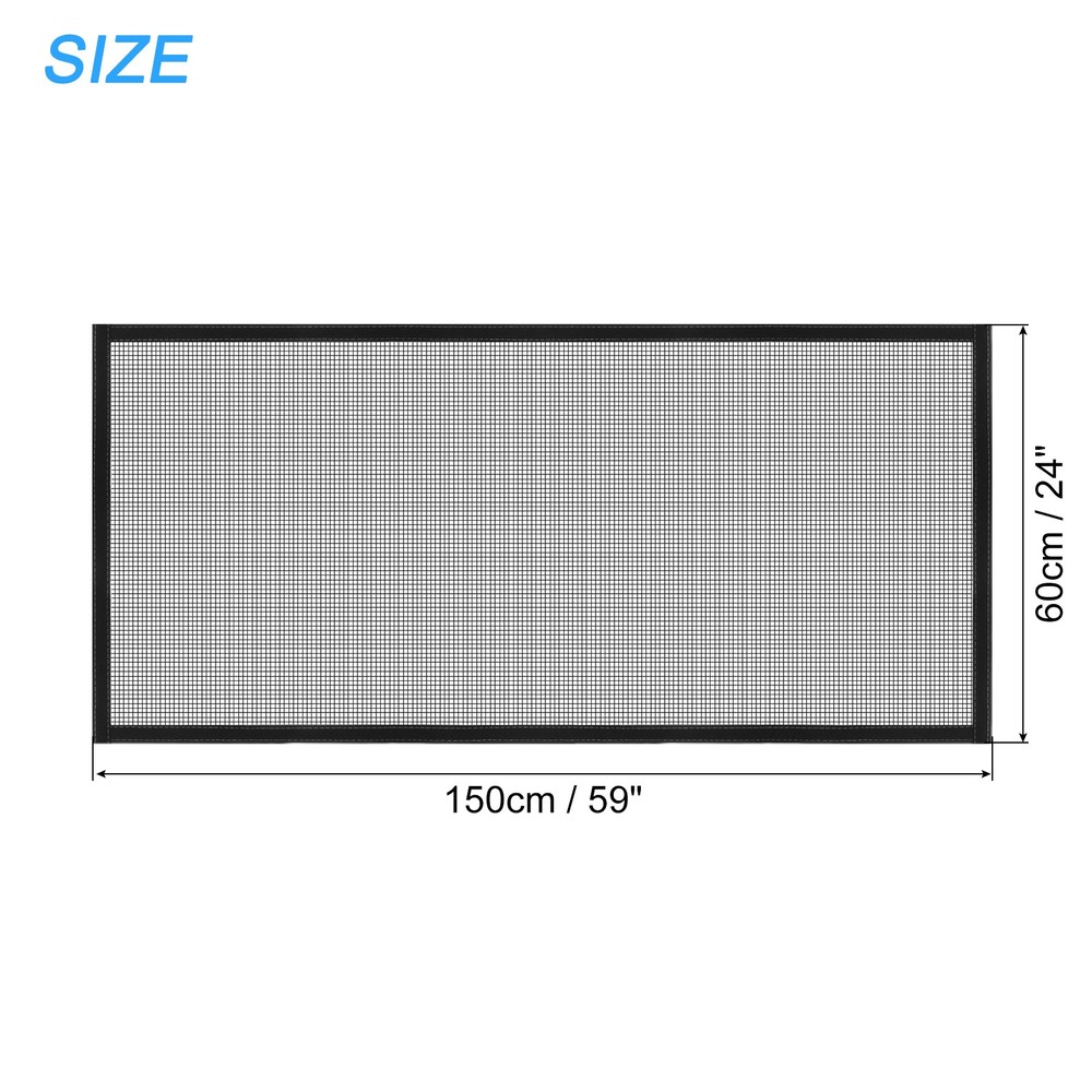 Window Screen Mesh, 24" x 59" Fiberglass Net Mesh Black Frame Hook and Loop