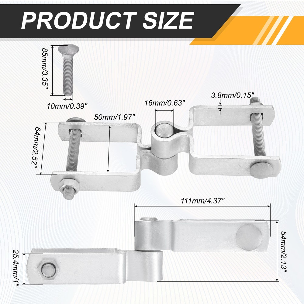 2"x2" Chain Link Fence Gate Post Hinge with Bolt&Nut for Square Pipe