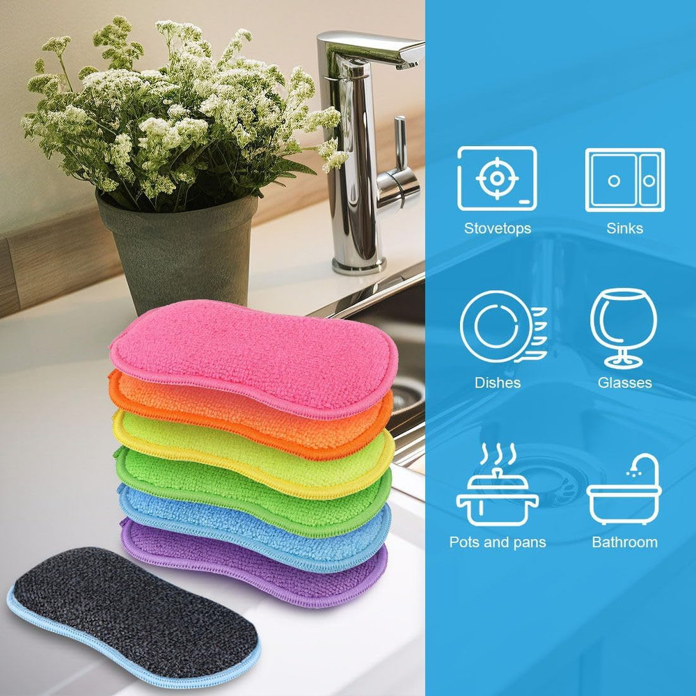8 Shape Scrub Sponge 12 Pack Dual Sided Kitchen Cleaning Pad