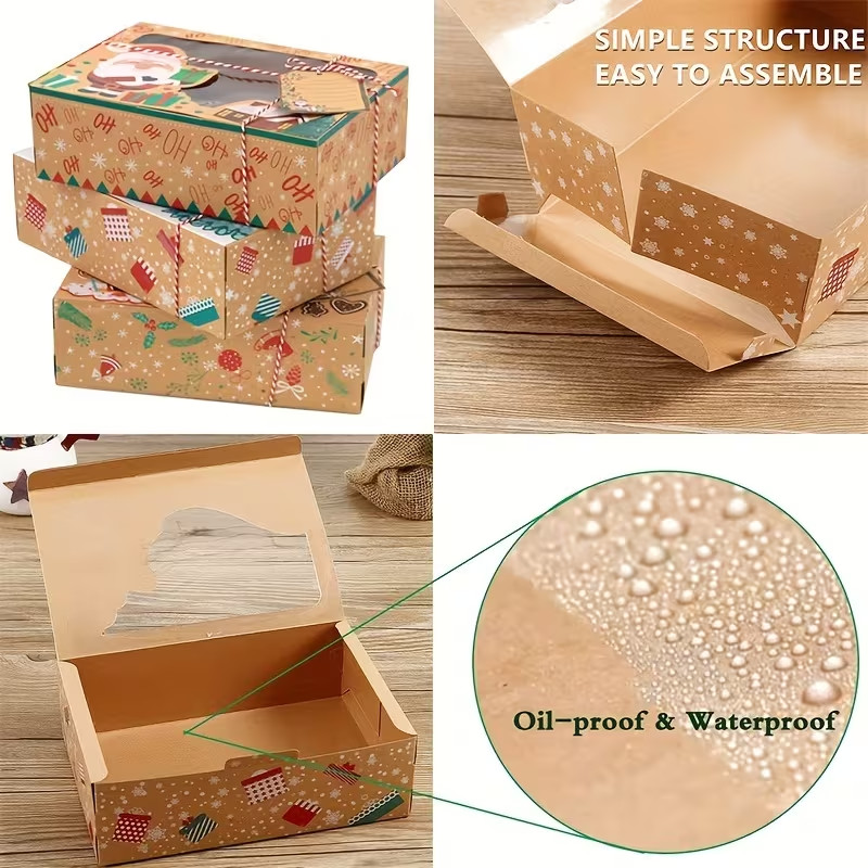 24pcs Christmas Cookie & Candy Boxes – Holiday Donut Gift Boxes w/ Tags & String