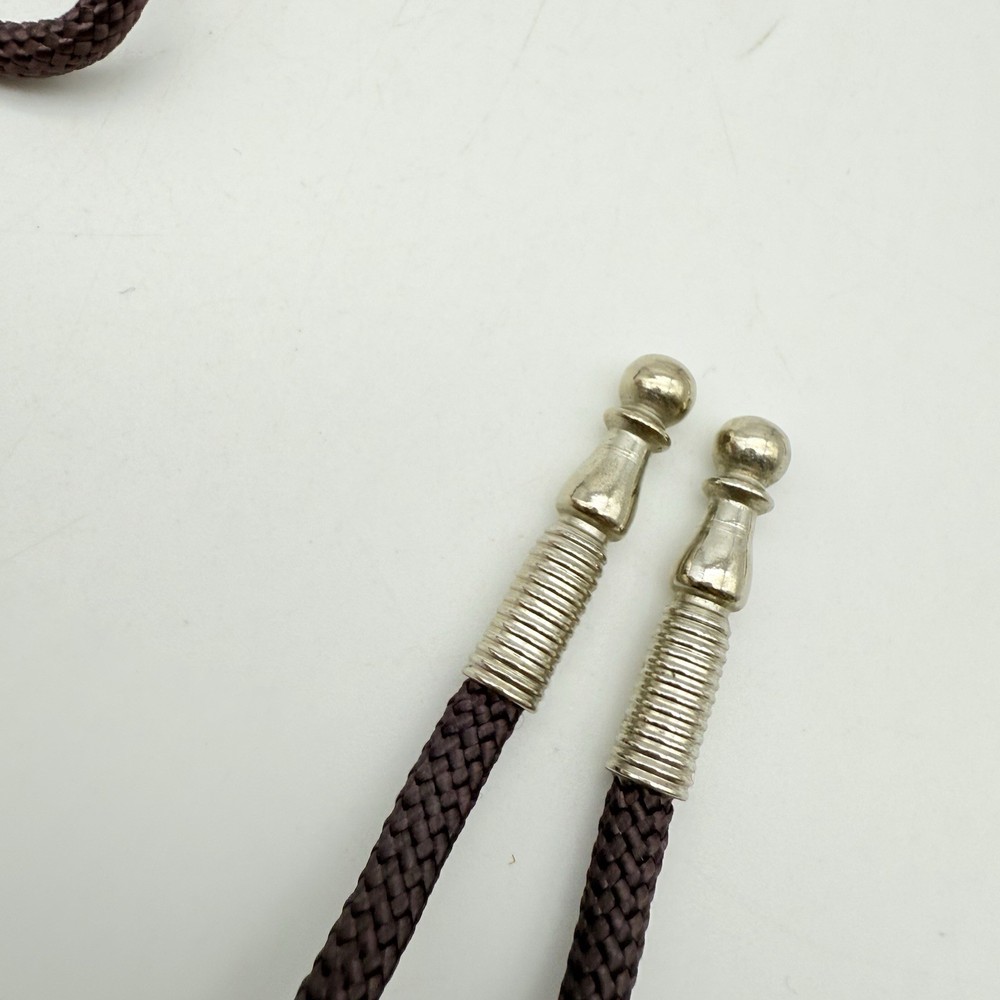 Seashell Brown Rope Bolo Tie with Silvertone Tips