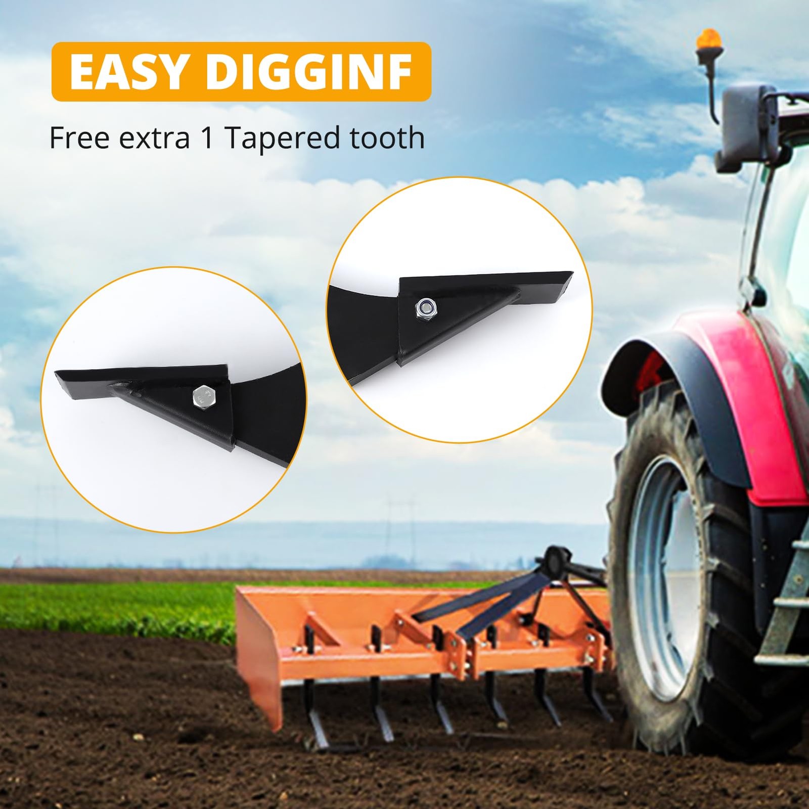 18" Ripper Box Blade Shank w/ Black Powder Anti-Rust Finish for Plowing,Digging