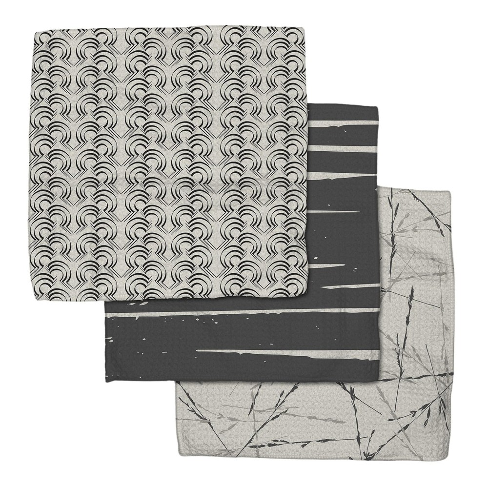 GEOMETRY Kitchen Dish Cloths - Quick Dry 10" x (3 Pack), All Lined Up