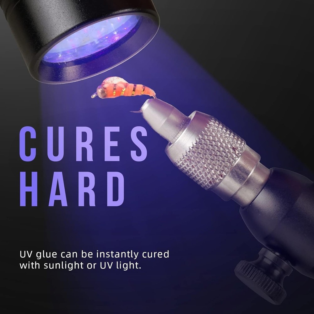 Versatile Fly Tying UV Glue Set with 12 LED Curing Light - Durable & Clear