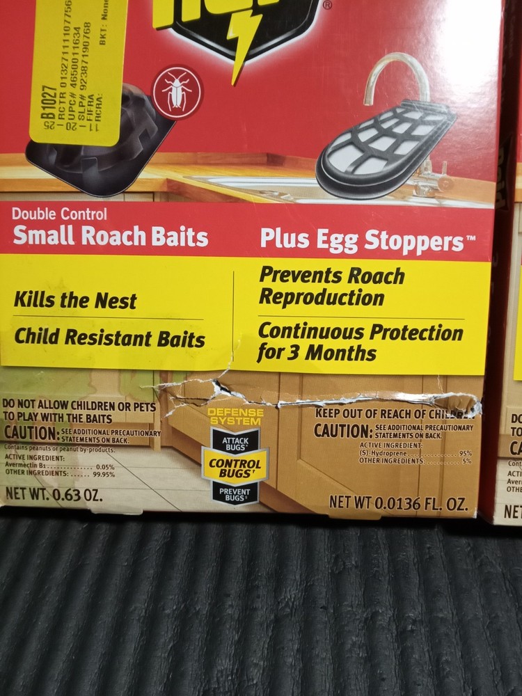 RAID Defense System 12 Double Control Small Roach Baits Plus 3 Egg Stoppers x 2