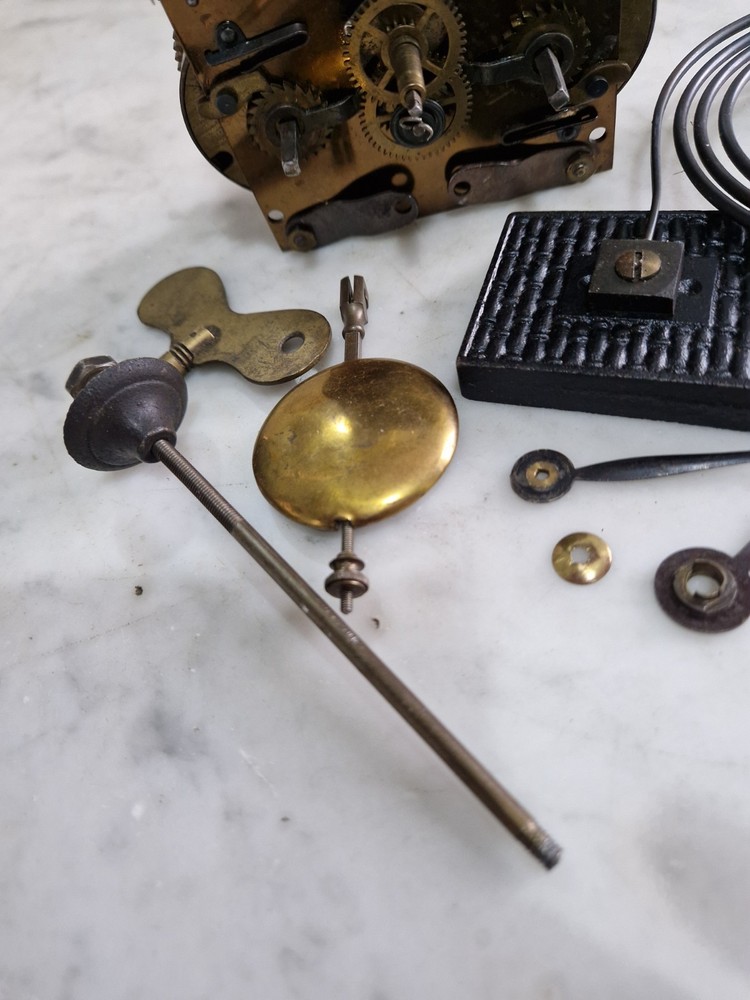 Antique Gustav Becker Clock Movement And Pendulum Gong Ect