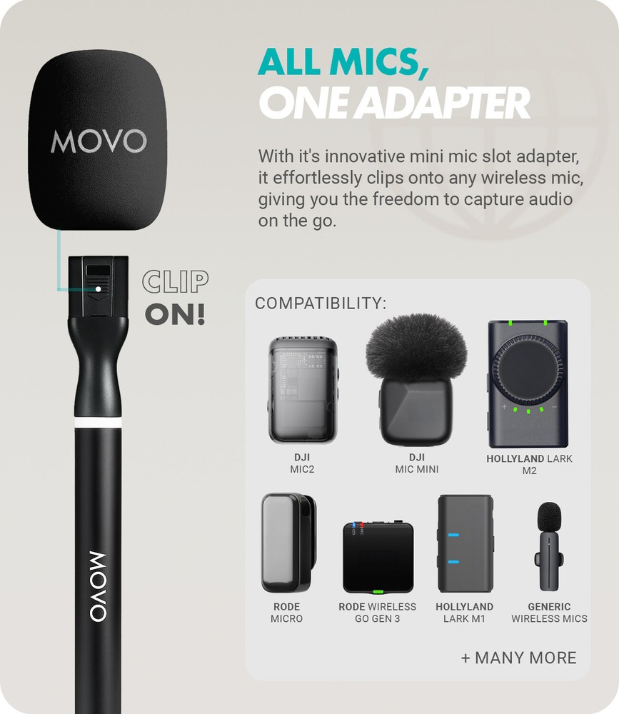 Movo WMX-HM2 Wireless Microphone Handle