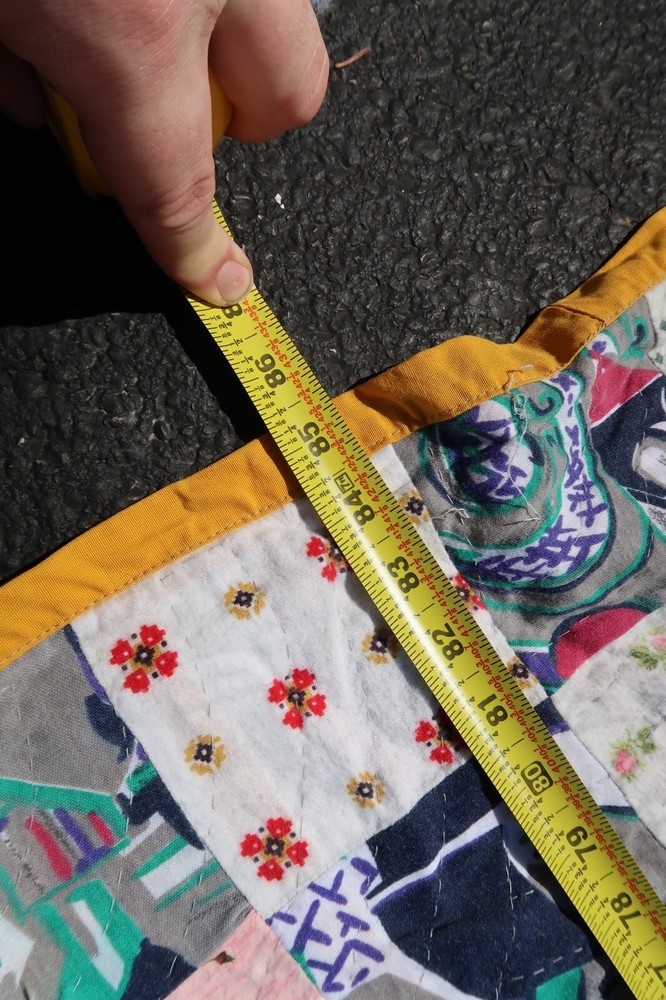 Vtg Patchwork Pattern King Quilt Measures 74x85" 2 Sided Unique Beautiful Rare