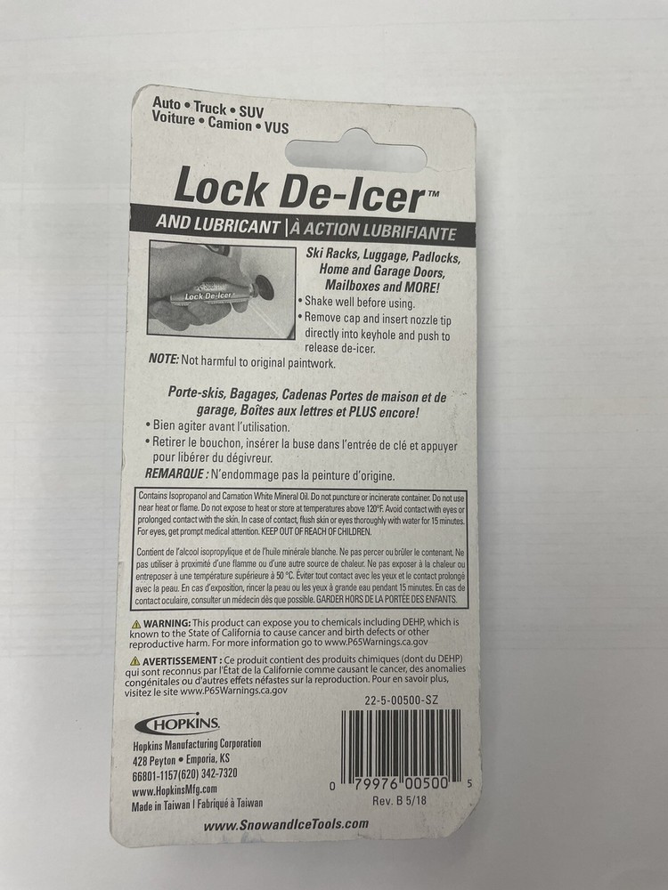 SUBZERO Lock De-Icer & Cylinder Lubricant for Padlocks, Auto Locks & More! NEW