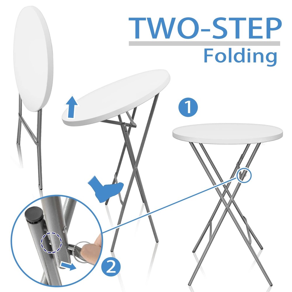 32" Round Plastic Folding High Top Table - Versatile Bar, Cocktail & Portable...