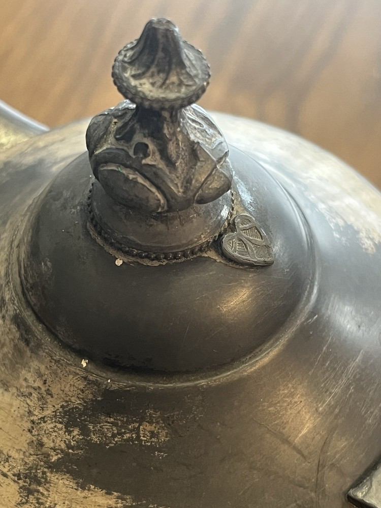 Silver Plate Enamel Lined Victorian Water Pot Pitcher 1868 Grape Vine