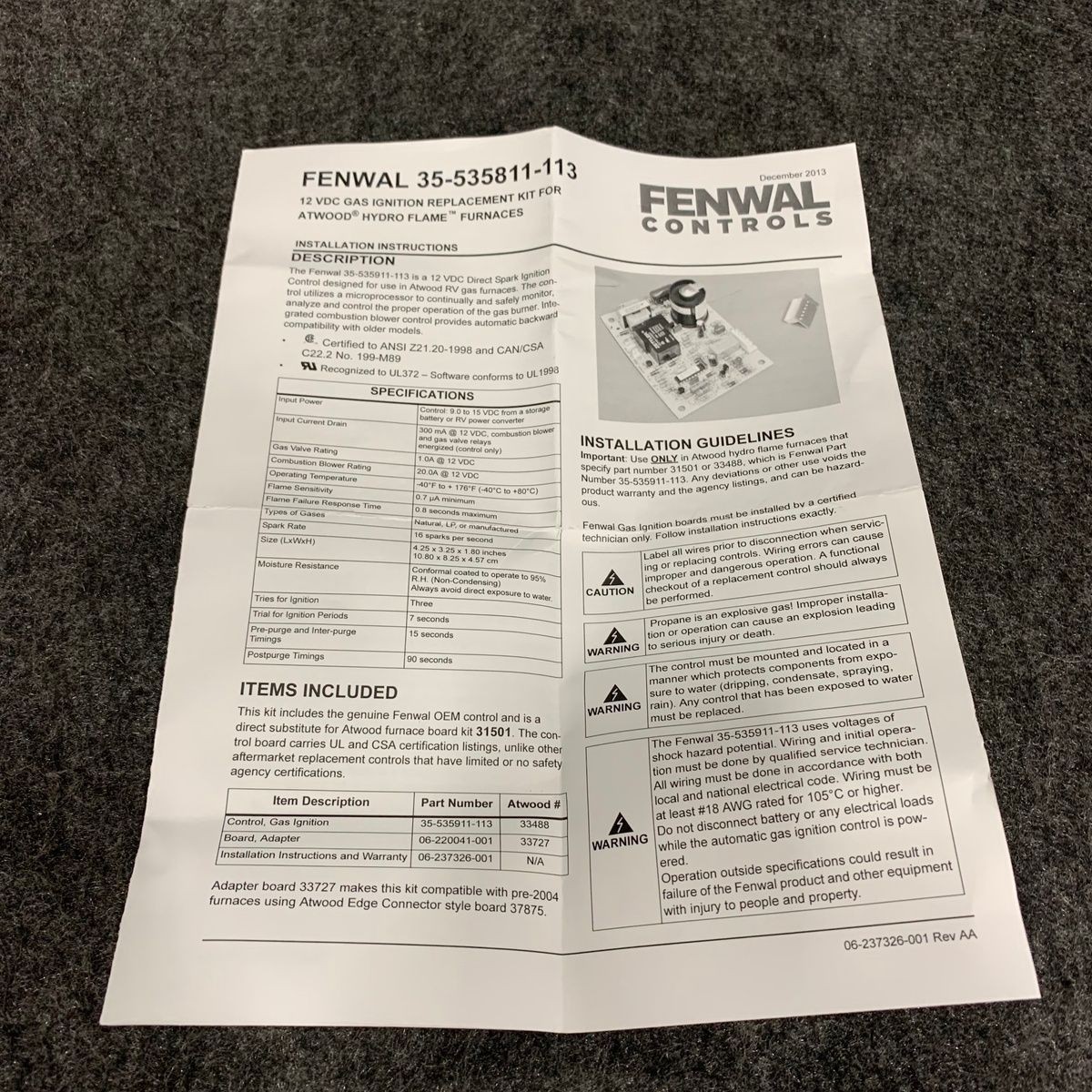 FENWAL RV Heater Control Board 35-535811-113