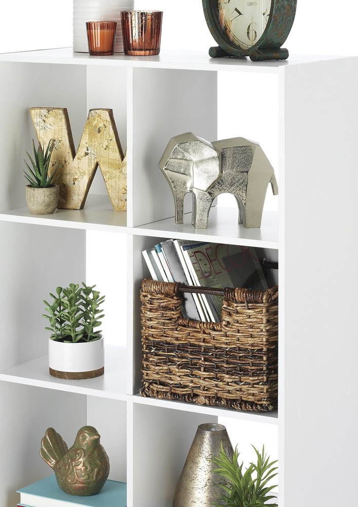 Whitmor 6 Cube Bookcase 3 Tier Stackable MDF Open Storage Display Organizer Whit