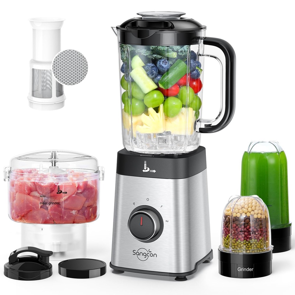 5-in-1 Kitchen Blender & Food Processor Combo, Smoothies, Meat Chopper, 40oz Jar