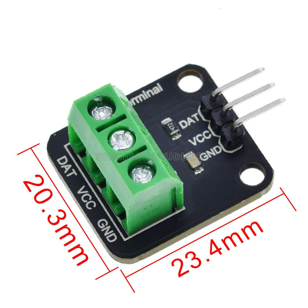 DS18B20 Temperature Sensor Module WaterProof Probe+Terminal Adapter For Arduino