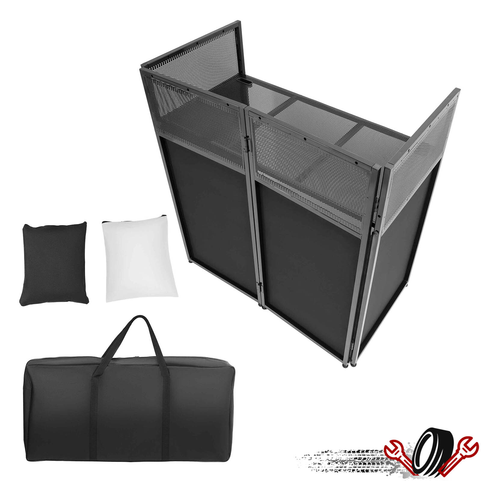 DJ Table Stand Adjustable Booth Facade w/Travel Bag Scrims +Built in Flat Table
