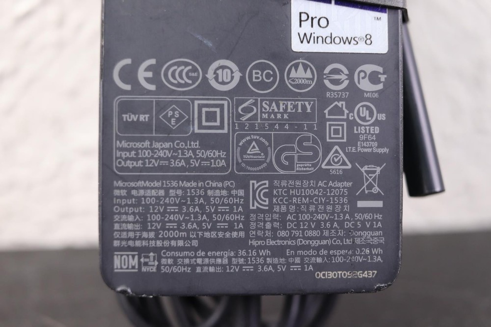 Genuine Microsoft Surface Pro & Pro 2 Power Adapter Model 1536 12V 3.6A