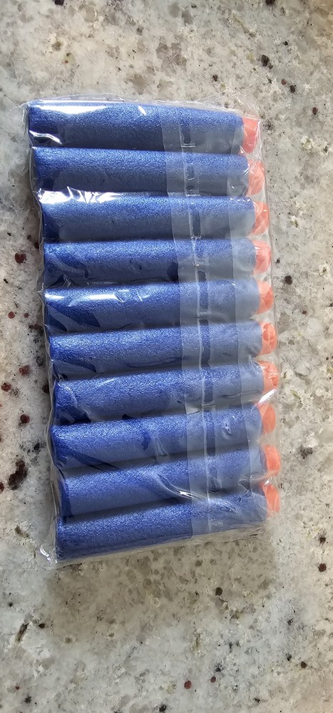 Darts 10 Count Pack Blue with Orange Tips 3" Long Refill for Nerf