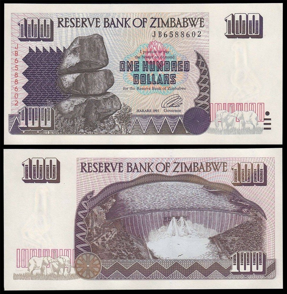 Zimbabwe 100 Dollars, 1995, P-9, UNC