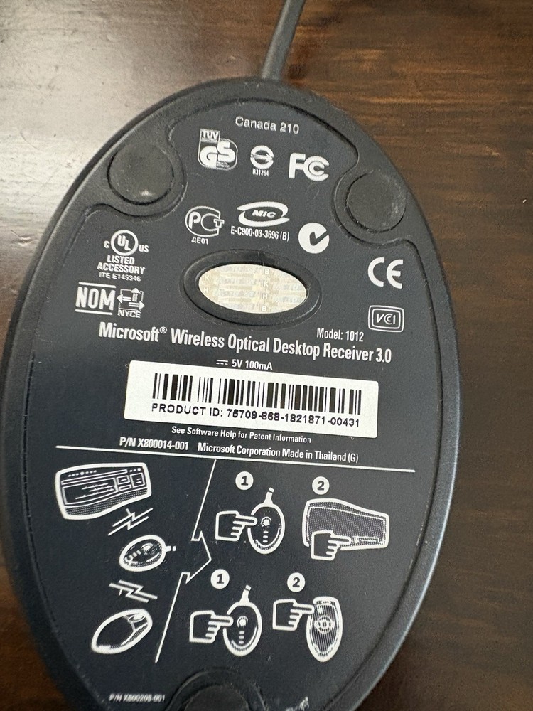 Microsoft USB Wireless Optical Desktop Receiver 3.0 Model 1012