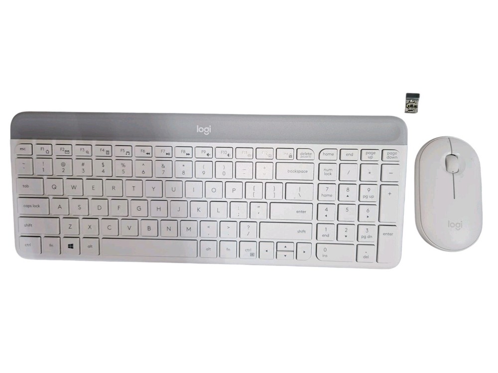 Logitech - MK470 Full-size White Wireless Scissor Keyboard and Mouse Bundle