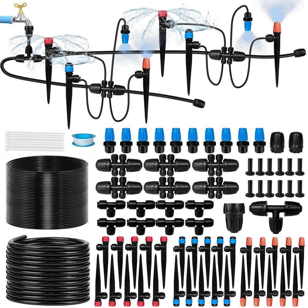 230FT Drip Irrigation System with 40 Adjustable Nozzles for Efficient Watering