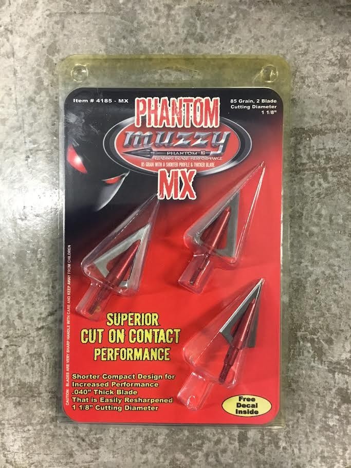 Muzzy Phantom MX 85 Grain 2 Blade Broadhead 1 1/8 Cut