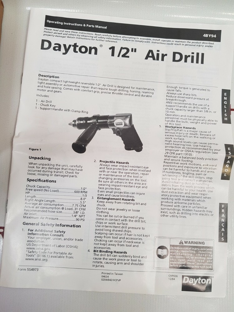 Dayton 4by94 pistol drills