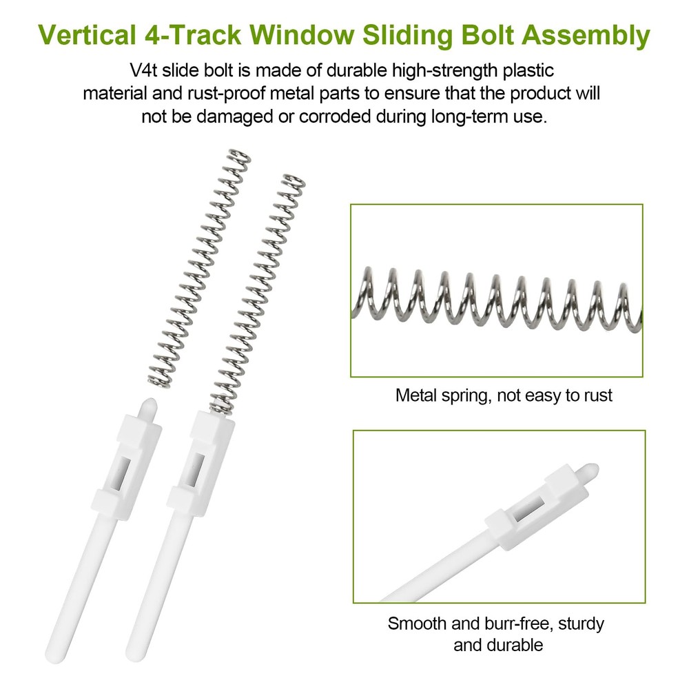 Slide Spring Bolt Assembly Replacement for Eze Breeze Vertical 4 Track White