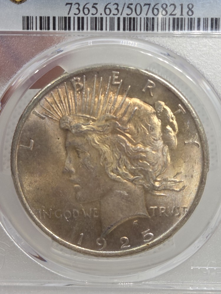 1925 $1 Peace Dollar PCGS MS63 Toned