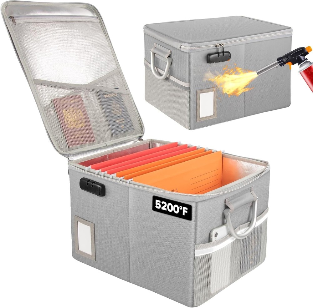 Fireproof Document Box Fireproof File Box W/ Lids Important Document Organizer