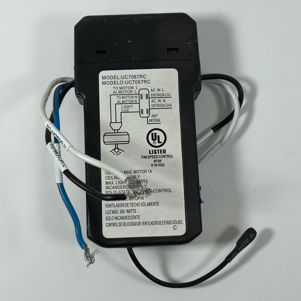 Hampton Bay Replacement Ceiling Fan Motor Control Receiver UC7067RC Black