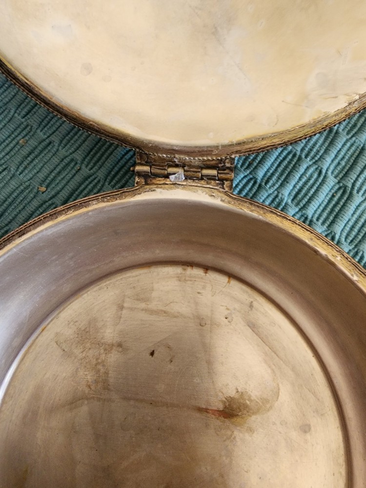 Vintage Silver on Copper Bed Warmer Silent Butler Crumb Catch WoodHandle Serpent