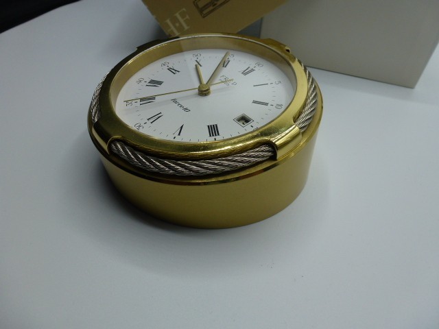 FRED of PARIS Joaillier Collection DESK Clock SILVER AND GOLD W/Box FORCE 10