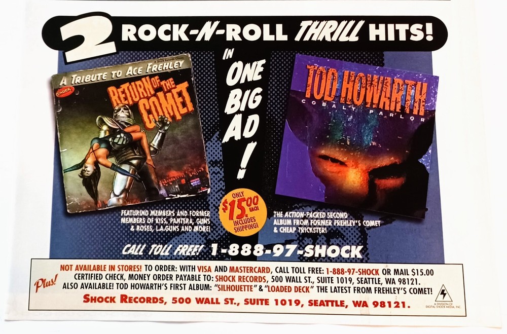 ACE FREHLEY RETURN OF THE COMET/TOD HOWARTH~1998 ALBUM PROMO AD ADVERT CLIPPING