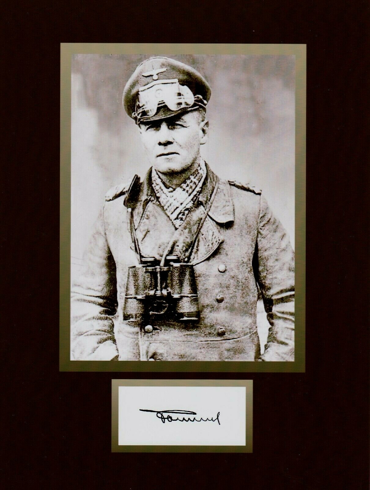 GEN. ERWIN ROMMEL 8x10 REPRINT PHOTO & REPRINT AUTOGRAPH ON GLOSSY PHOTO PAPER