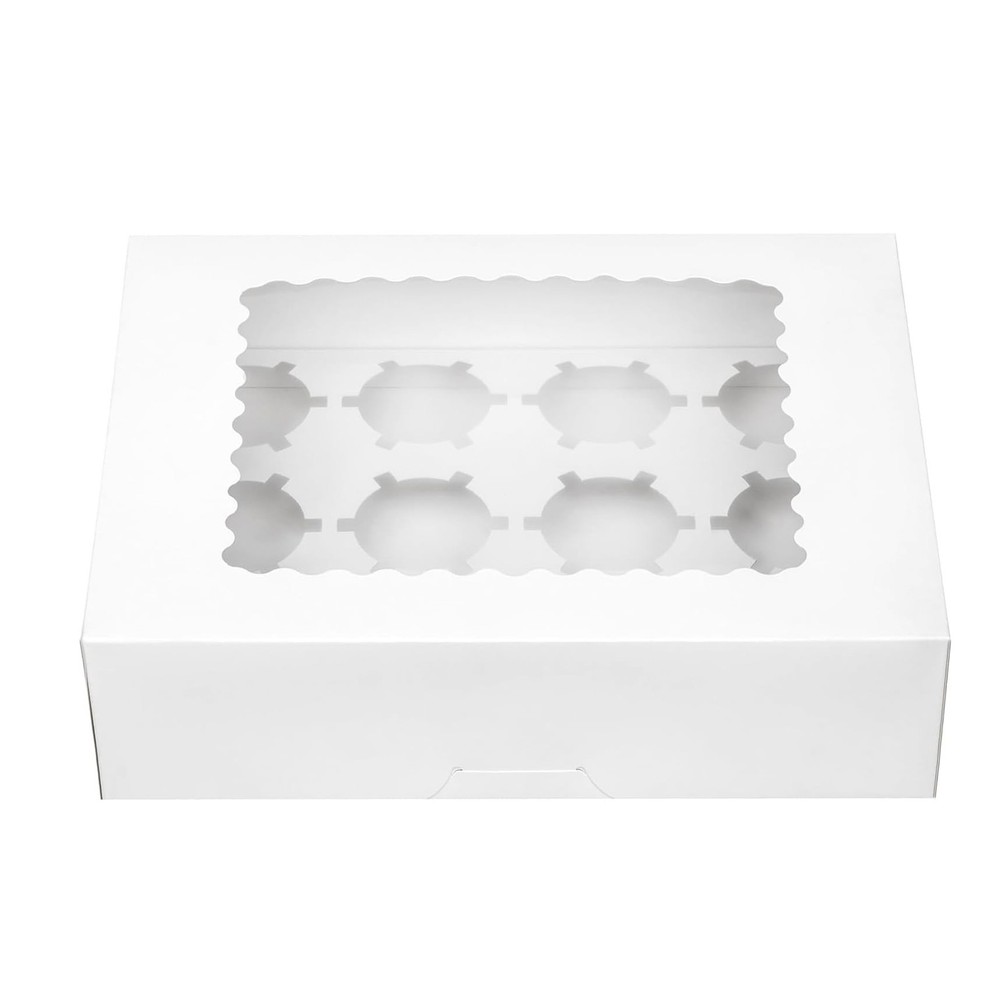Pre-folded 12 count Cupcake Boxes, 6-Set Cupcake Container with Window Transp...