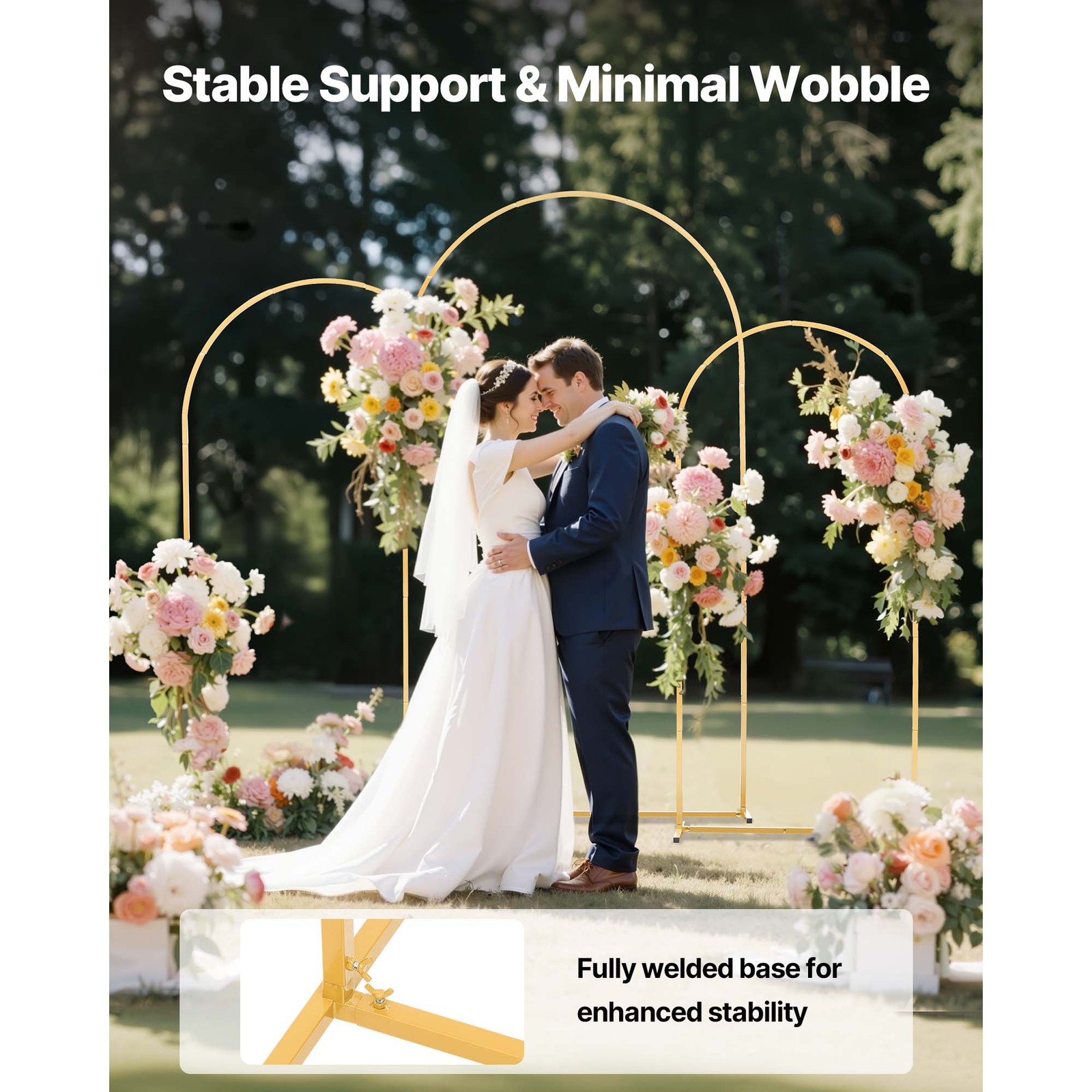 Uimoso Wedding Arch Backdrop Stand Set of 3 Metal 7.2ft 6.6ft 6ft Party Stand