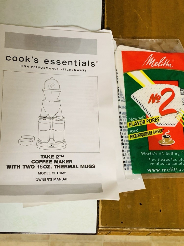 Cook's Essentials Take 2 Coffee Maker Machine 2 Mugs Black / Stainless CETCM2