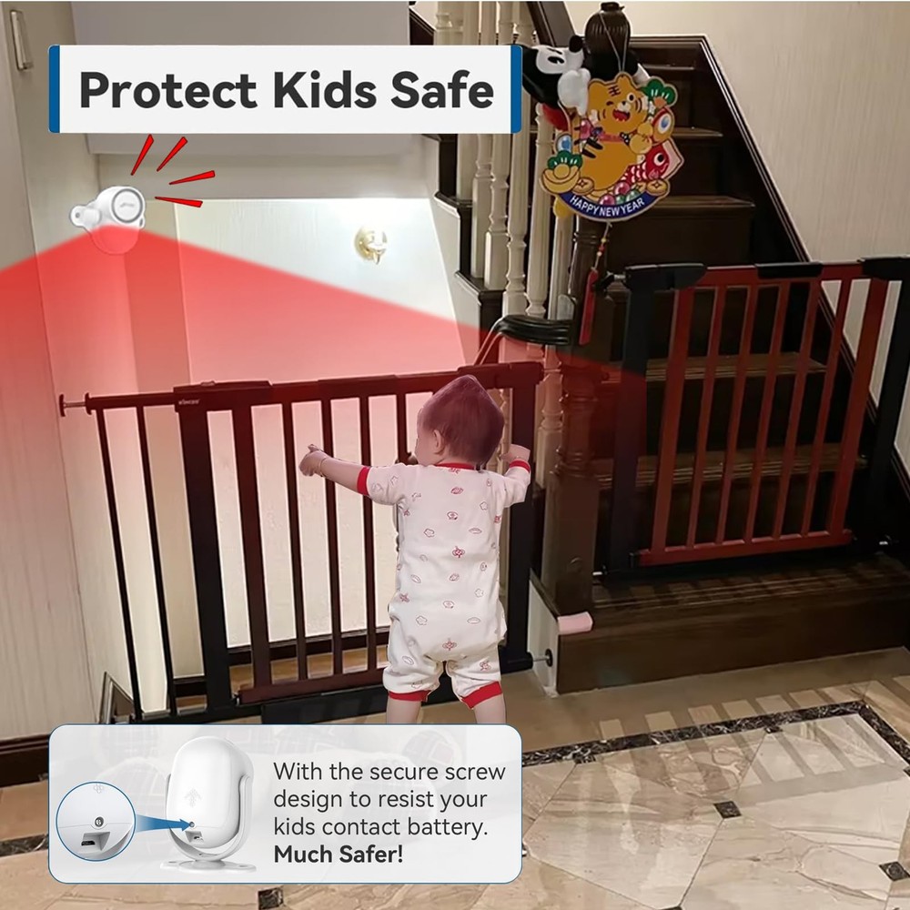 CPVAN 125dB Loud Motion Sensor Alarm with 328ft Remote Control (40ft White