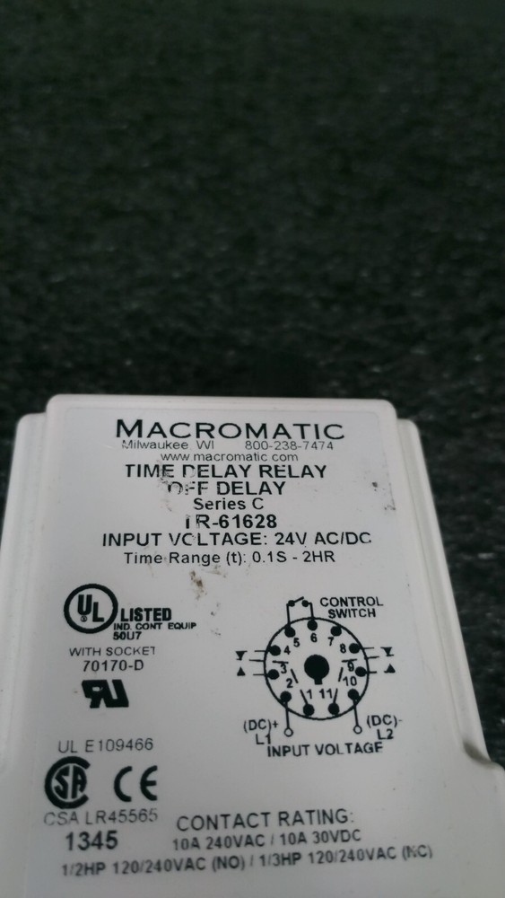 MACROMATIC TR-61628 Time Delay Relay Off Delay Series C