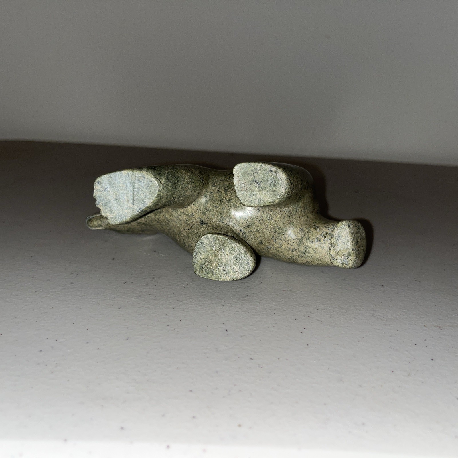 Signed Inuit Handcarved Soapstone Walking Bear