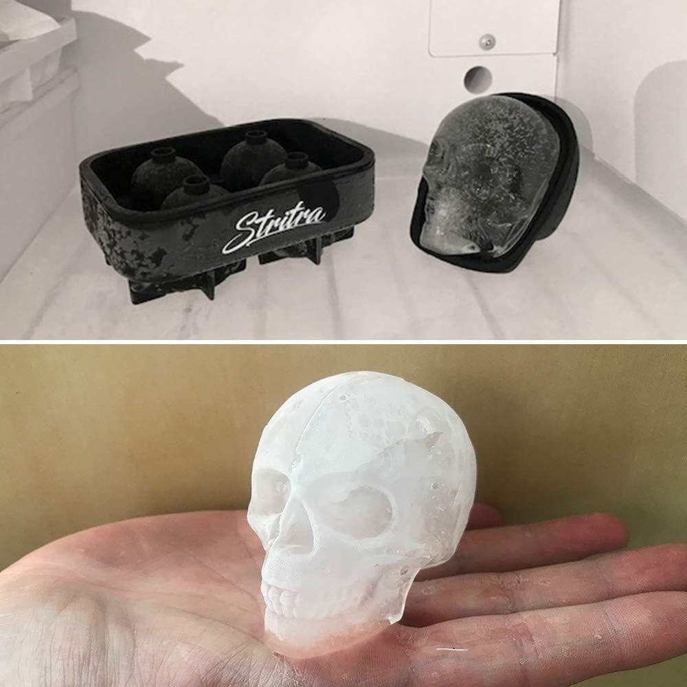 Extra Large 3D Skull Ice Mold Silicone Skull Chocolate Jelly Molds Trays with Fu