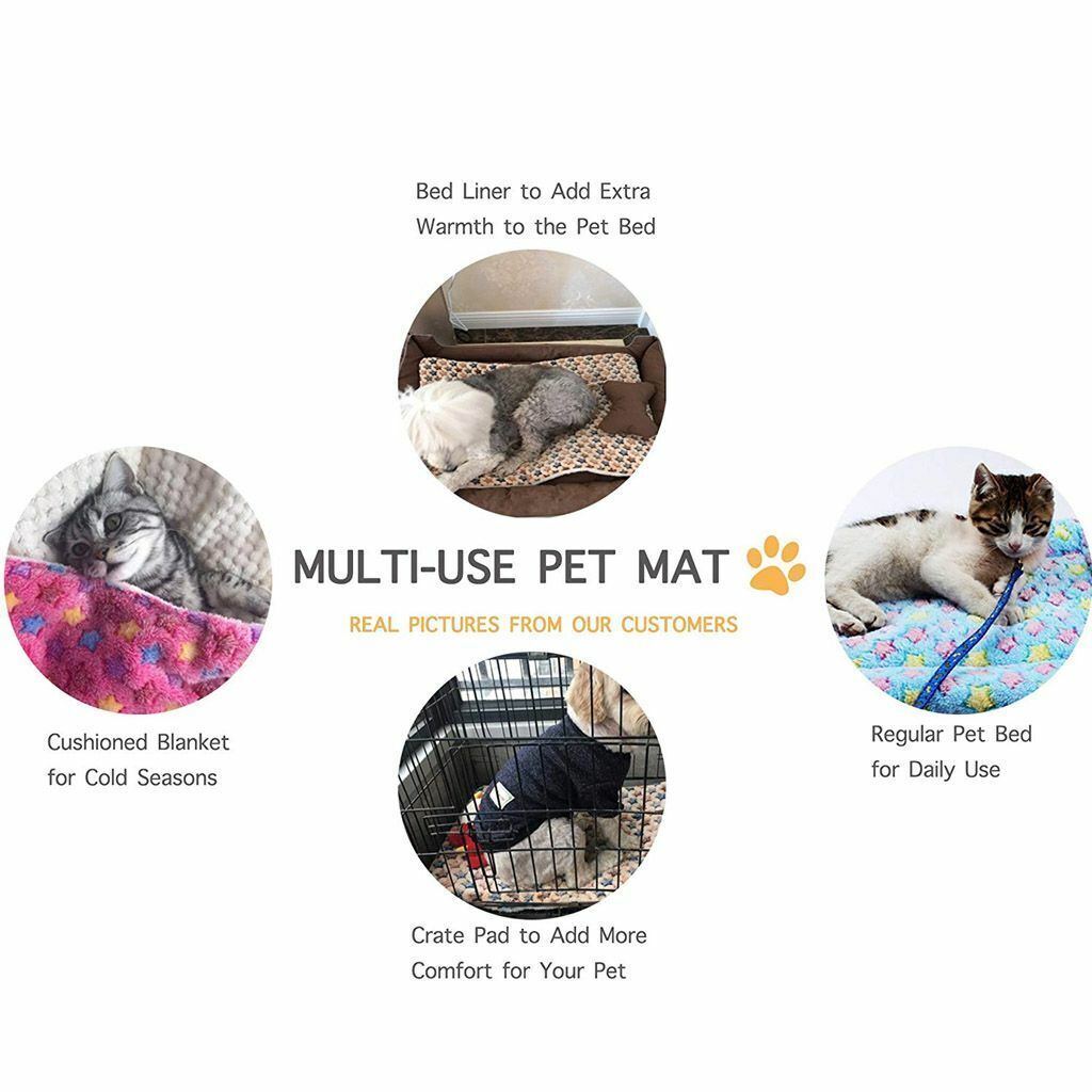 Self Warming Pet Bed Cushion Pad Dog Cat Cage Kennel Crate Soft Cozy Mat Blanket