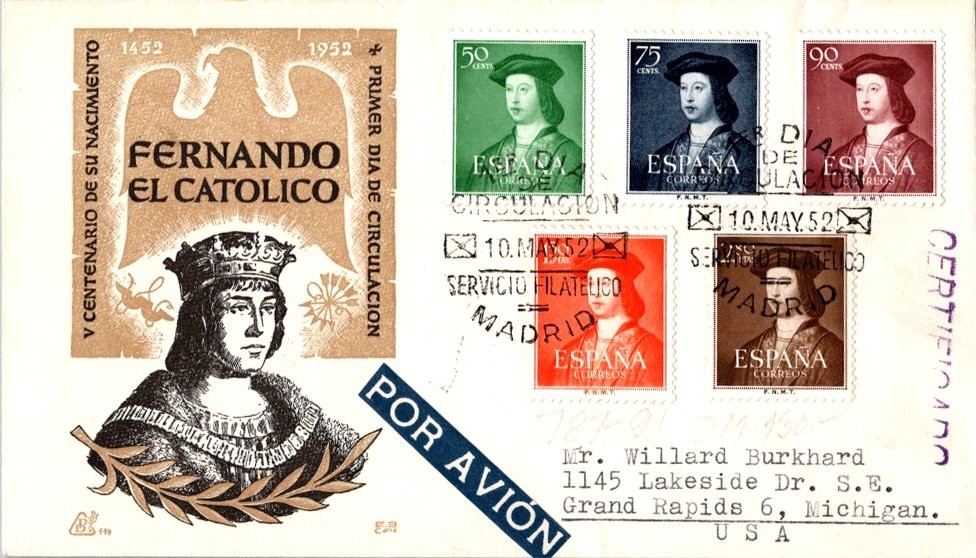 Spain Scott 787-191 Typewritten Address.