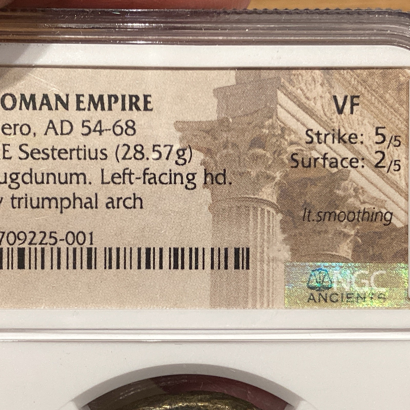 Roman Empire Nero AD54-68 AE Sestertius 28.57g Lugdunum Left Head Arch Scarce