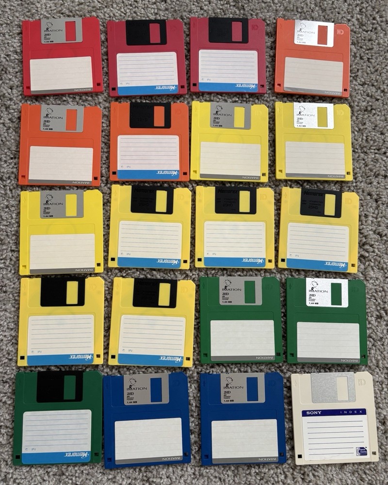 Mixed Lot 20 Floppy Disk Imation, Memorex & Sony 3.5" 1.44MB Diskettes Untested