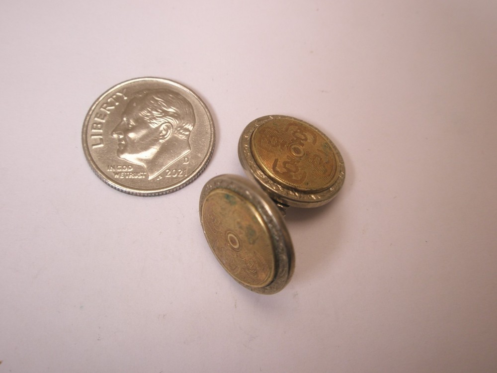 Embossed White Gold Front SINGLE Vintage Cuff Link replacement lost/broken aa154
